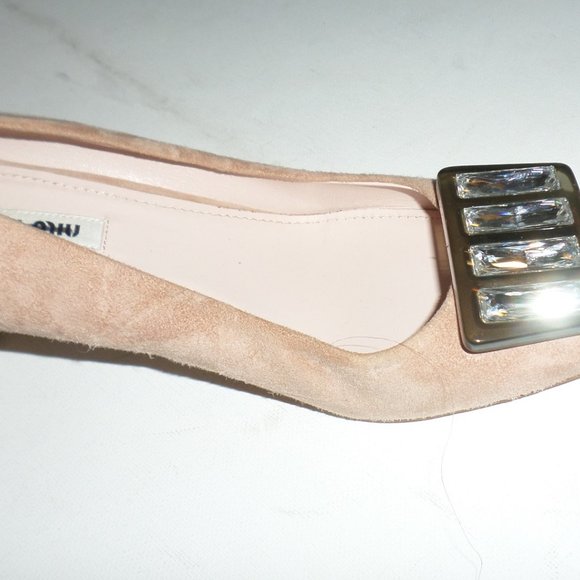 Miu Miu Women's Pin embellish Suede Pumps …
